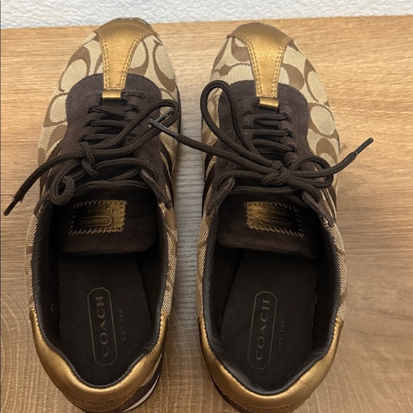 Coach Brown and Gold Patterned Sneakers - Picture 5 of 7